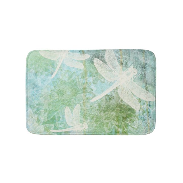 Tapis De Bain Élégante libellule Et Motif Fleur (Devant)