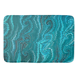 Tapis De Bain Élégante Motif en marbre moderne Abstrait Blue Swi