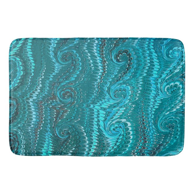 Tapis De Bain Élégante Motif en marbre moderne Abstrait Blue Swi (Devant)