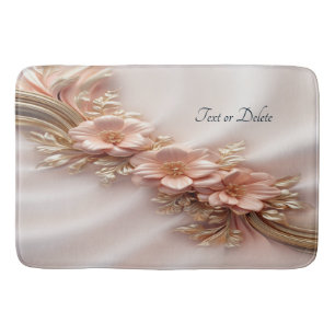Tapis De Bain Elégante Pêche Orange Plante Plaine Florale Mat