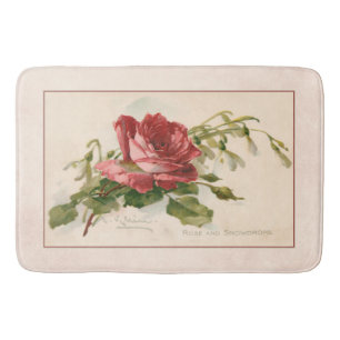 Tapis De Bain Élégante Rose rouge Vintage