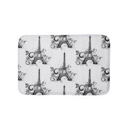Tapis De Bain Elégante Tour Eiffel Paris Noir Blanc