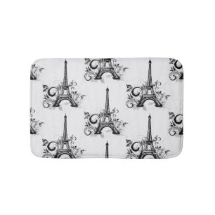 Tapis De Bain Elégante Tour Eiffel Paris Noir Blanc
