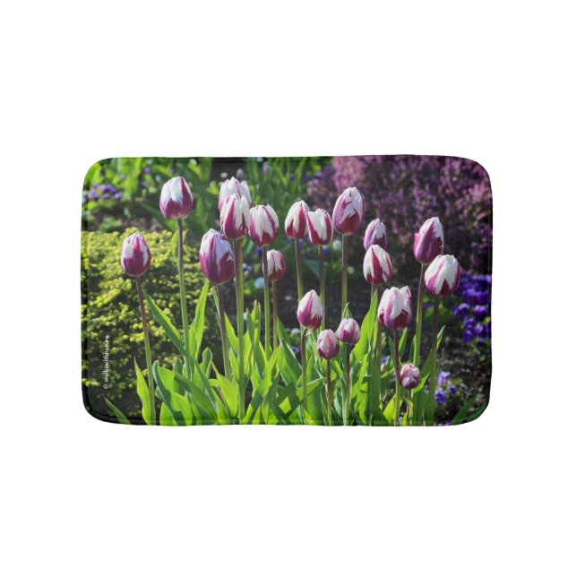 Tapis De Bain Élégante Tulipes à drapeau triomphal blanc violet (Devant)