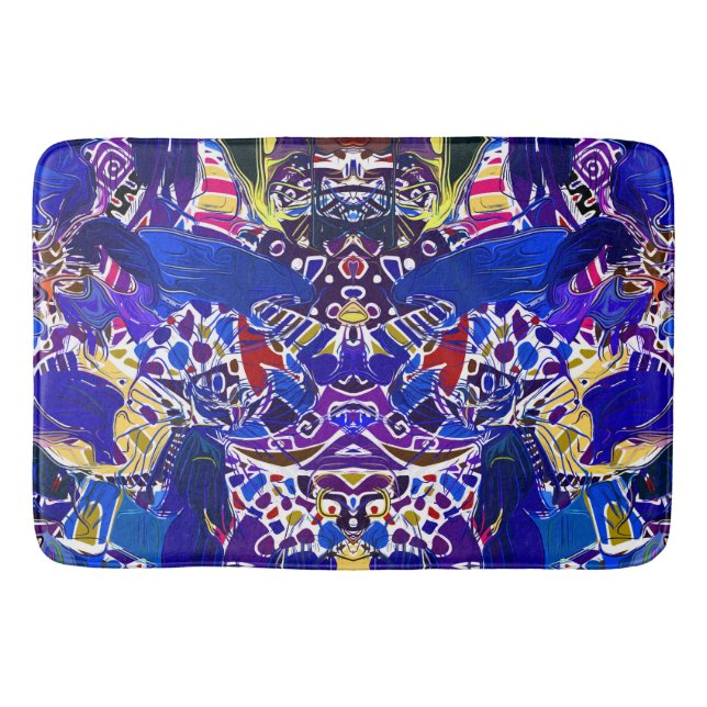 Tapis De Bain Éléments abstraits bleus mignons (Devant)