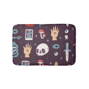 Tapis De Bain Éléments magiques : crâne, tarot sans soudure