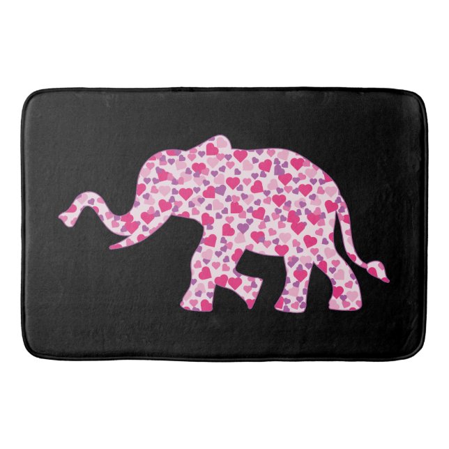 Tapis De Bain Eléphant composé de Coeurs roses (Devant)