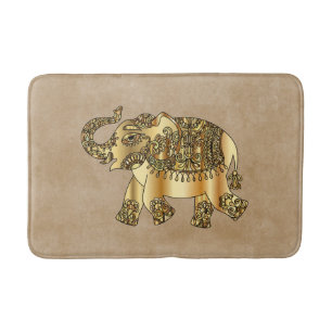 Tapis De Bain Eléphant d'or Faux Orné et Mat de bain Brown