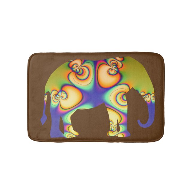 Tapis De Bain Éléphant psychédélique de fractale (Devant)
