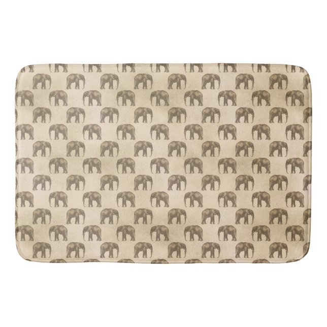Tapis De Bain Eléphant Vintage Élégant Chic Animaux (Devant)