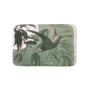 Tapis De Bain Elf Fairies Elves Lune Scène nocturne Oiseau Volan