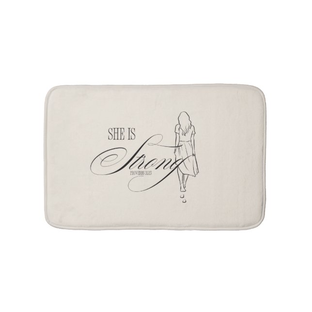 Tapis De Bain Elle est forte Proverbes 31:25 (Devant)