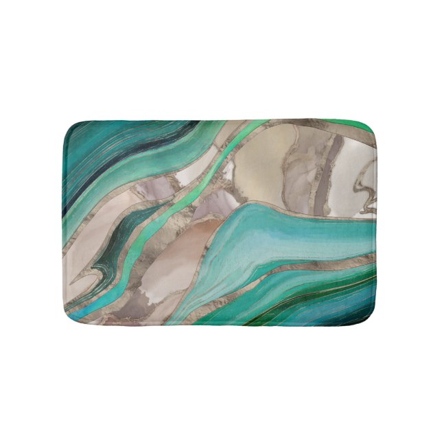 Tapis De Bain Emerald green and taupe marble (Devant)