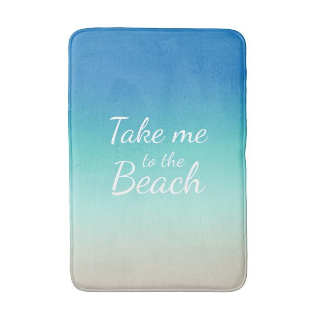 Tapis De Bain "Emmenez-moi à la plage" Moderne Blue Ombre (Devant (Vertical))