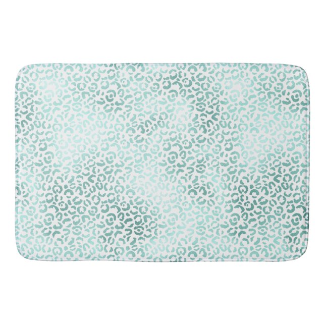 Tapis De Bain Empreinte de léopard à la menthe Glam (Devant)