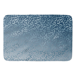 Tapis De Bain Empreinte de léopard Aqua Blue Navy Ombre