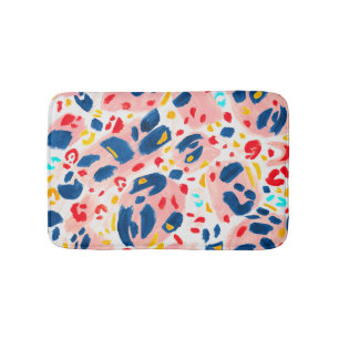 Tapis De Bain Empreinte de léopard : aquarelle peinte à la main.