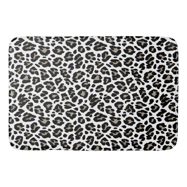Tapis De Bain Empreinte de léopard blanc et noir (Devant)
