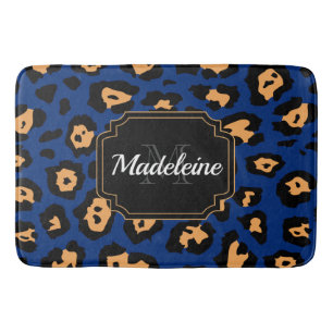 Tapis De Bain Empreinte de léopard bleu