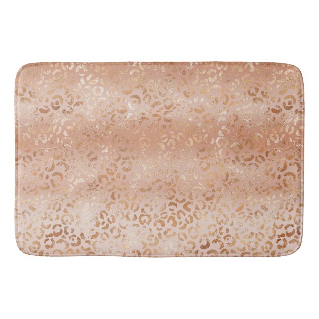 Tapis De Bain Empreinte de léopard Blush du Rose Peach crémeux  (Devant)