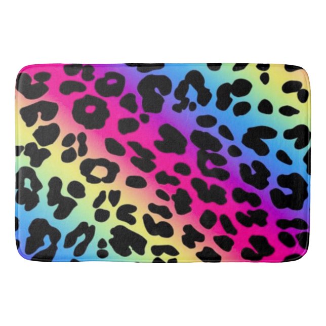 Tapis De Bain Empreinte de léopard de bain/arc-en-ciel (Devant)