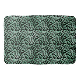 Tapis De Bain Empreinte de léopard de Glam vert Emerald