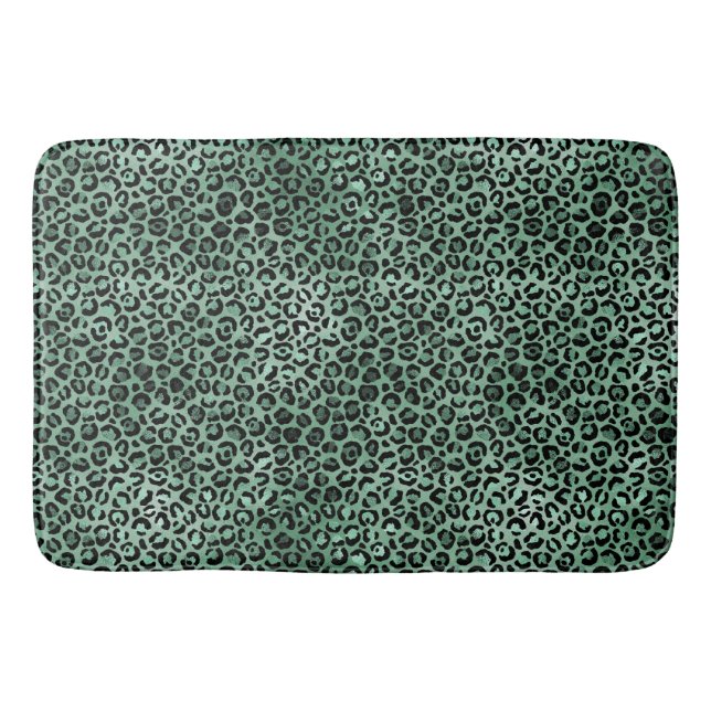 Tapis De Bain Empreinte de léopard de Glam vert Emerald (Devant)