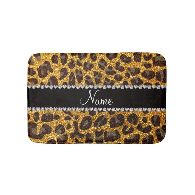 Tapis De Bain Empreinte de léopard de parties scintillant jaune  (Devant)