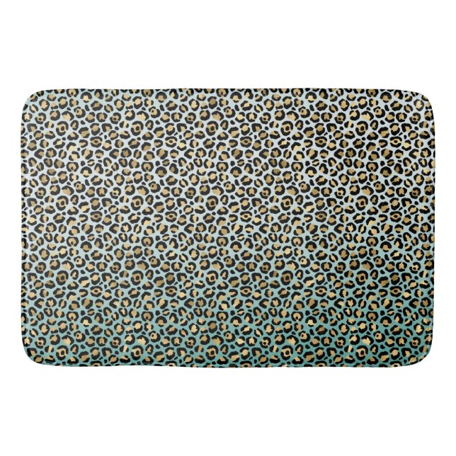 Tapis De Bain Empreinte de léopard d'or Aqua Ombre (Devant)