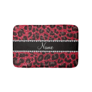 Tapis De Bain Empreinte de léopard d'parties scintillant rouge C