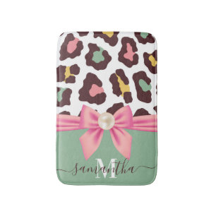 Tapis De Bain Empreinte de léopard et Bow