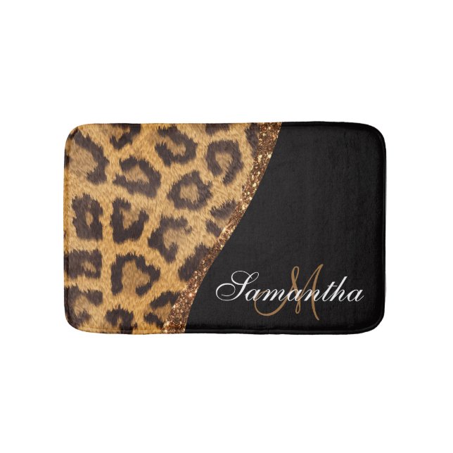 Tapis De Bain Empreinte de léopard fourrure et Parties scintilla (Devant)