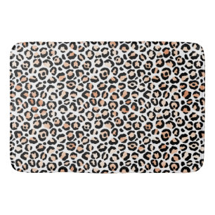 Tapis De Bain Empreinte de léopard noir blanc Peach 
