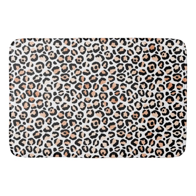 Tapis De Bain Empreinte de léopard noir blanc Peach  (Devant)