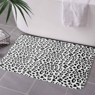 Tapis De Bain Empreinte de léopard noir et blanc