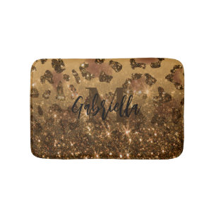 Tapis De Bain Empreinte de léopard Parties scintillant d'or