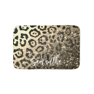 Tapis De Bain Empreinte de léopard Parties scintillant d'or