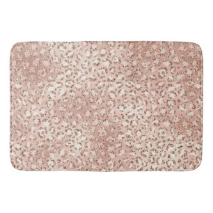 Tapis De Bain Empreinte de léopard Peach Rose Gold Blush Pink G