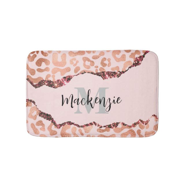 Tapis De Bain Empreinte de léopard rose Gold Parties scintillant (Devant)
