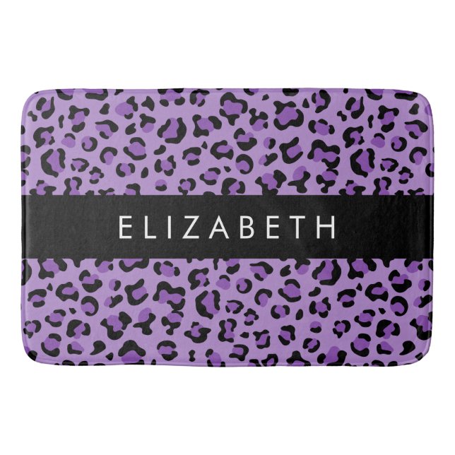 Tapis De Bain Empreinte de léopard, Spots, Leopard Violet, Votre (Devant)