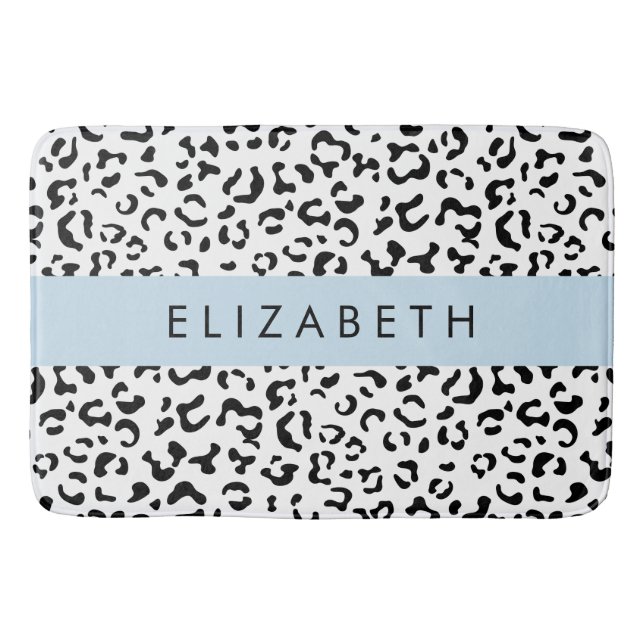 Tapis De Bain Empreinte de léopard, Spots, Noir Et Blanc, Votre  (Devant)