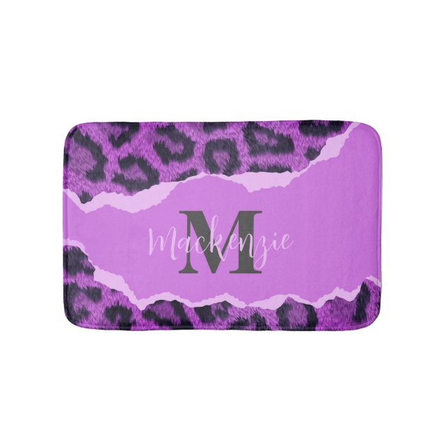 Tapis De Bain Empreinte de léopard violet (Devant)