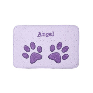 Tapis De Bain empreinte de patte de scintillement de chat -