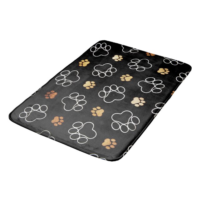 Tapis De Bain Empreinte de patte mignon de chien d'amusement (Angle)