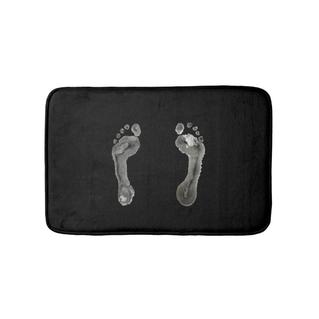 Tapis De Bain Empreintes de pas encrées (noir) (Devant)