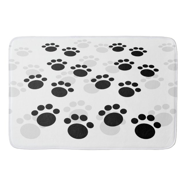 Tapis De Bain Empreintes de pattes de chiens en Motif noir et gr (Devant)