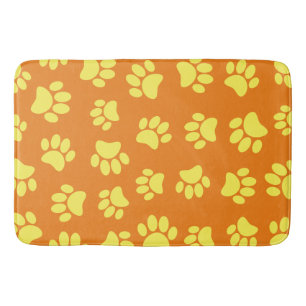 Tapis De Bain Empreintes de pattes de chiens jaunes partout dans
