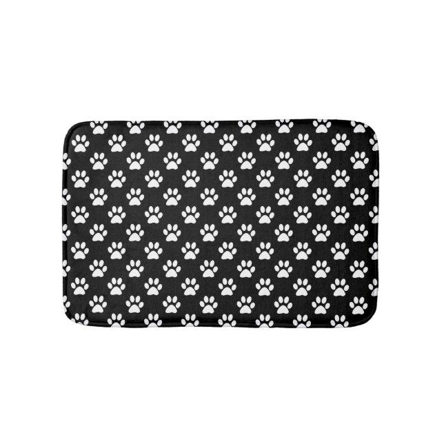 Tapis De Bain Empreintes de pattes en blanc et noir (Devant)