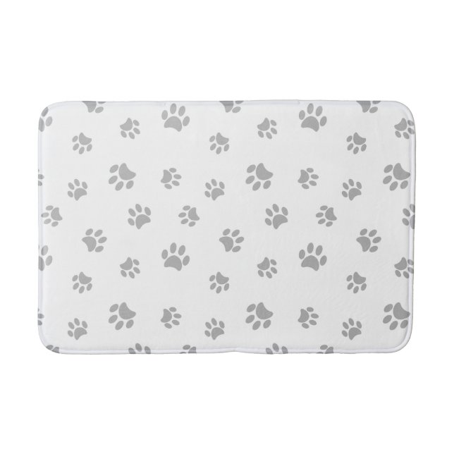 Tapis De Bain Empreintes de pattes gris argent mignons (Devant)