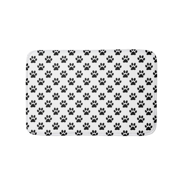 Tapis De Bain Empreintes de pattes noirs et blancs (Devant)